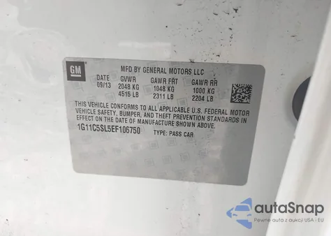 2014 Chevrolet Malibu 1Lt из США, поврежденный, VIN 1G11C5SL5EF106750